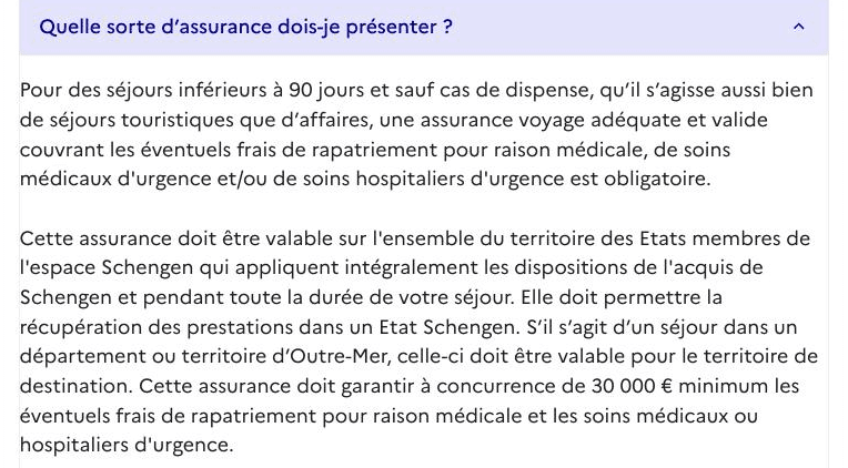 FAQ de France-Visas : l'assurance exigée pour un visa de court séjour