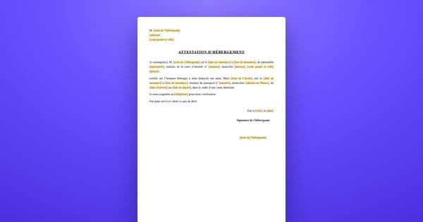 Attestation d'hébergement pour un visa : le modèle à remplir et ce que le consulat vérifie
